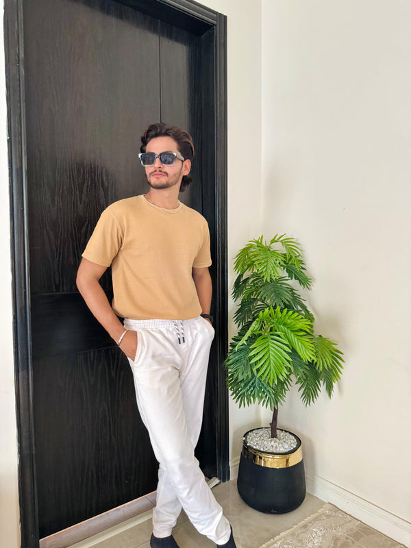 Textured Knit Beige Tee